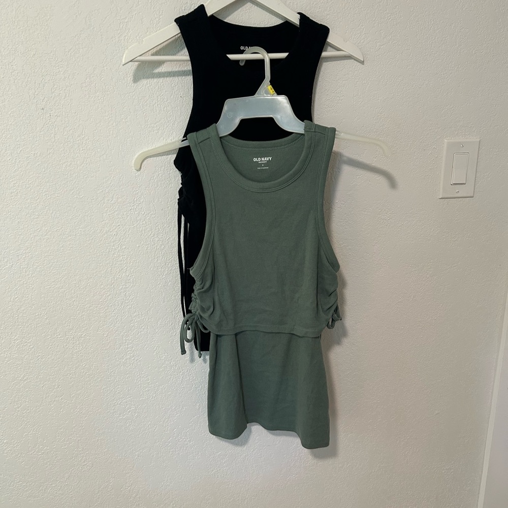 SET OF 2 Olive Green and Black Sleeveless Nursing Tanks